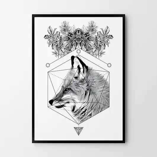 Plakat Geometryczny Lis Nie przegap