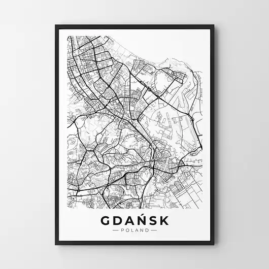 Darmowy zwrot Plakat Mapa Gdańsk