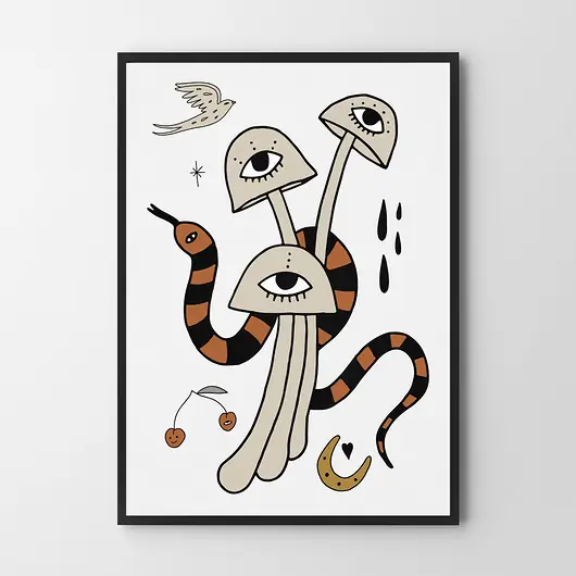 Plakat Mushrooms Łatwy zwrot