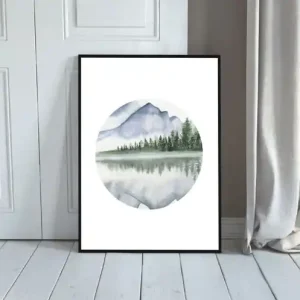 PLAKAT akwarela, góry, las, natura Dostępne od ręki