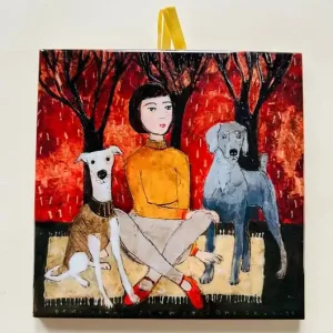 Popularny Kafle ceramiczne - kobieta i psy