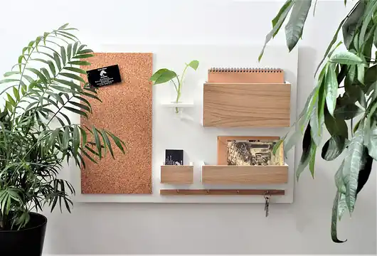 Oferta limitowana Organizer ścienny, biały + dąb, drewniany
