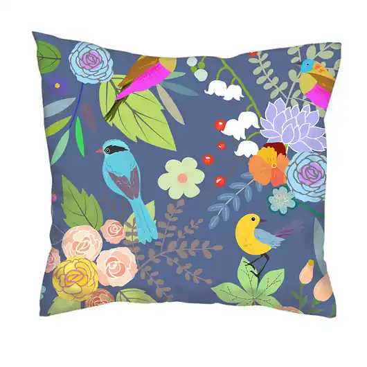 Oferta Poduszka full print, kwiaty i ptaki