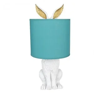 Lampa Stołowa Rabbit Biało-Złota Turkus 43 cm Tani