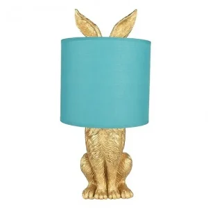 Lampa Stołowa Rabbit Złota Turkus 43 cm Tani