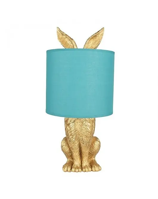 Lampa Stołowa Rabbit Złota Turkus 43 cm Tani