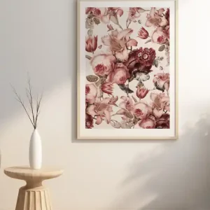 Łatwy zwrot Plakat vintage retro kwiaty PINK FLORAL