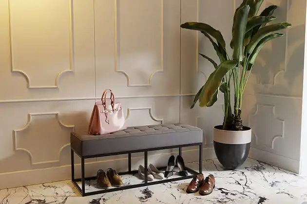Premium Pikowana ławeczka Dailia w stylu glamour, boho