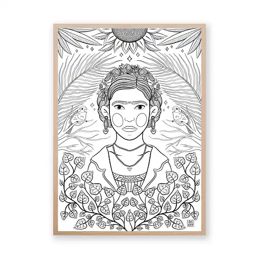 Wysoka jakość Plakat Kolorowanka dla dorosłych FRIDA