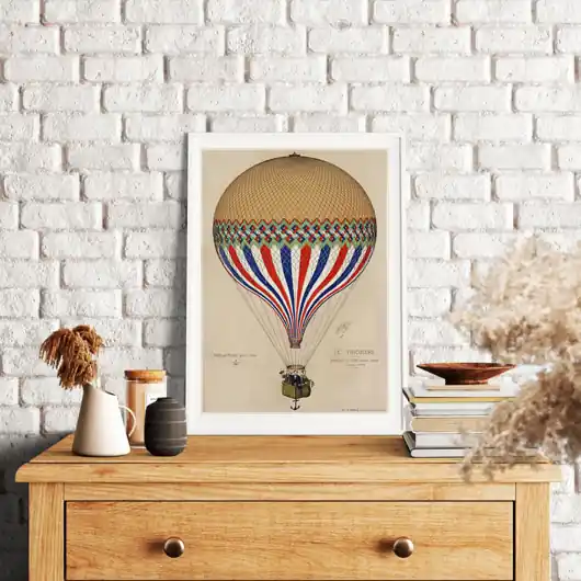 Hit sprzedaży PLAKAT vintage, lot balonem, ilustracja retro