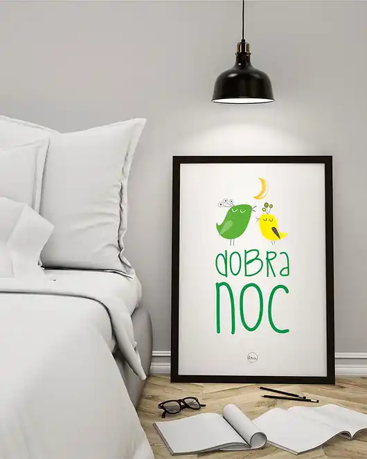 Plakat z ptaszkami. Dobranoc Oferta