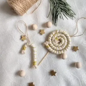 Rabat Świateczny boho zestaw zawieszek choinkowych- Candy cane, Lolipop