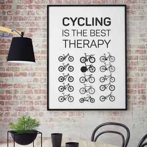 Plakat z rowerem. Cycling is the best therapy Popularny