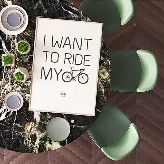 Plakat z rowerem. I want to ride my Tani