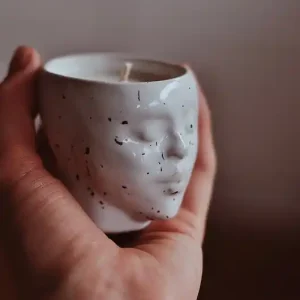 Świeczka sojowa Face Art Dots ceramiczna 60 ml Łatwy zwrot