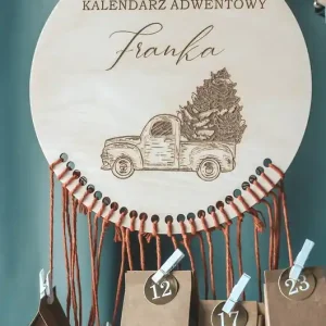 Autko z choinką - drewniany kalendarz adwentowy Ostatnie sztuki