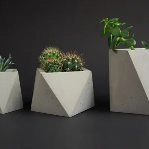 Promocja ZESTAW doniczek betonowych Ikosahedron 1+2+3
