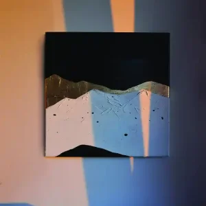 Łatwy zwrot Pierwszy blask // obraz olejny ze złoceniami 40x40cm