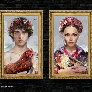 Cena promocyjna Obraz "Pieją Kury" (ONI - DYPTYK)