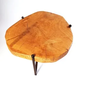 Stolik kawowy z plastra dębu z naturalną rdzą handmade Dostępne od ręki