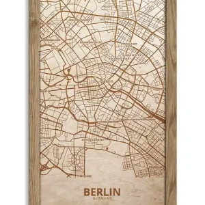 Drewniany obraz miasta - Berlin w dębowej ramie 30x30cm Heban Hit cenowy