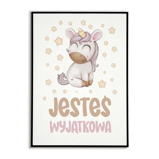Bezpieczne zakupy Plakat JEDNOROŻEC dla dziecka JESTEŚ WYJĄTKOWA