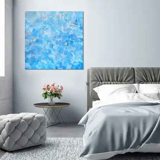 Błękitny obraz abstrakcyjny "Dreaming" 70x70 cm Nowy