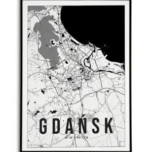 Plakat miasto POLSKA - GDAŃSK 2 obraz MAPA Wybór klientów