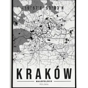Plakat miasto POLSKA - KRAKÓW 3 obraz MAPA Bezpieczna płatność