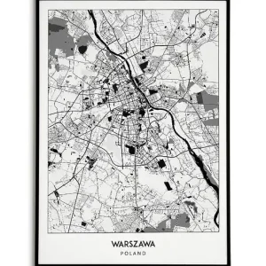 Taniej Plakat miasto POLSKA - WARSZAWA obraz MAPA