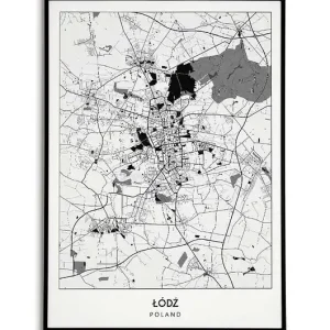 Plakat miasto POLSKA - ŁÓDŹ obraz MAPA Kup online