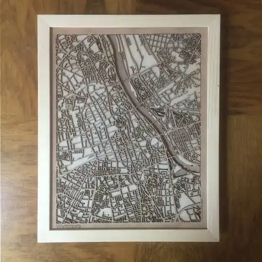 CityWood - Drewniana Mapa Warszawa 35x28cm Premium