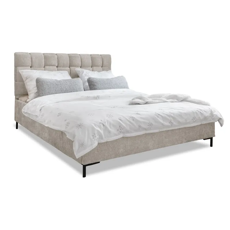 Kup online Beżowe tapicerowane łóżko dwuosobowe ze stelażem 180x200 cm Eve – Miuform Bonami