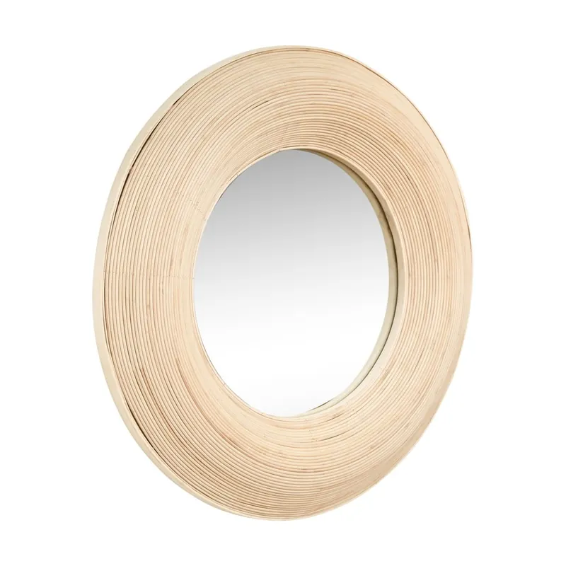 Lustro ścienne z bambusową ramą ø 60 cm Blush – Hübsch Bonami Oferta limitowana