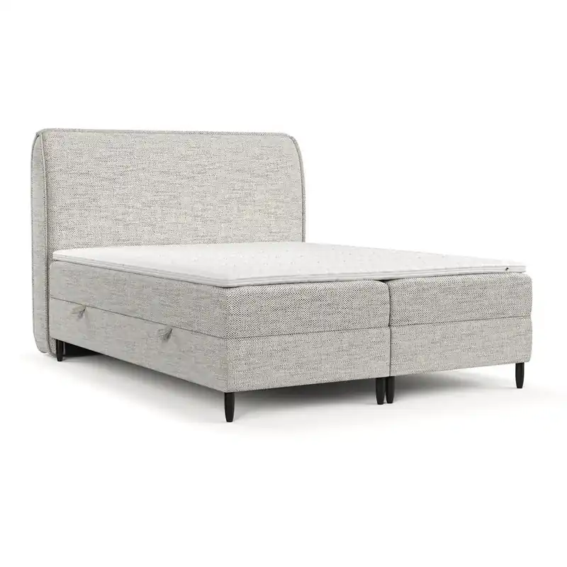 Jasnoszare łóżko boxspring ze schowkiem 200x200 cm Melba – Maison de Rêve Bonami Tylko dziś