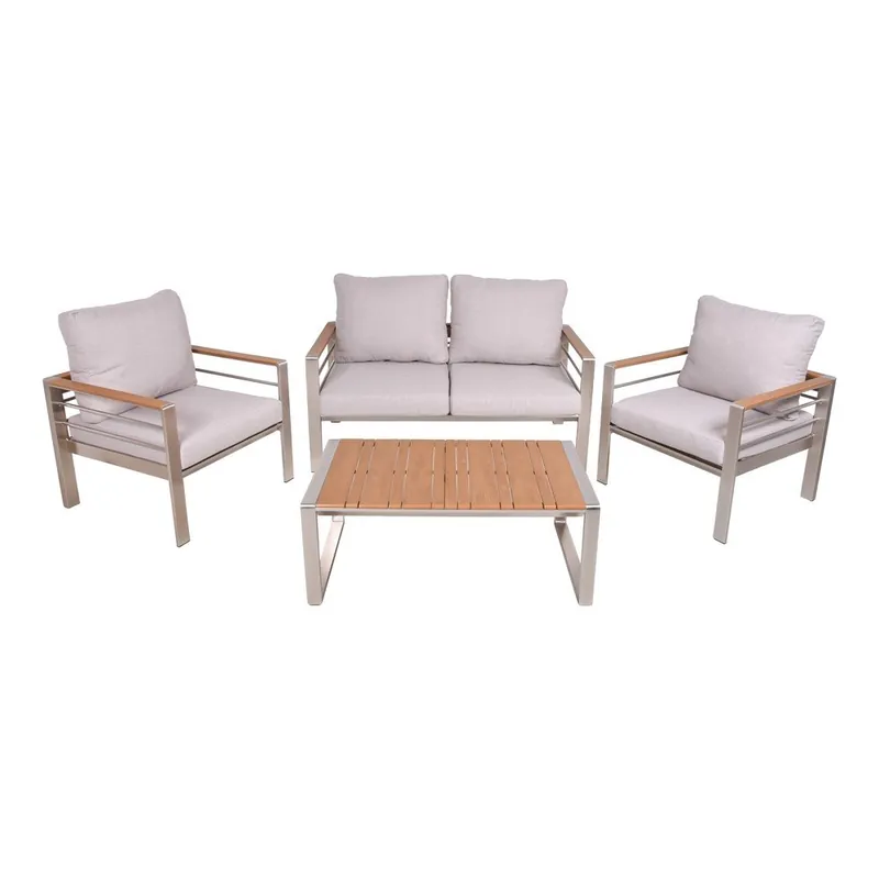 Oferta czasowa Szary metalowy zestaw mebli ogrodowych dla 4 osób Florence – Garden Pleasure Bonami