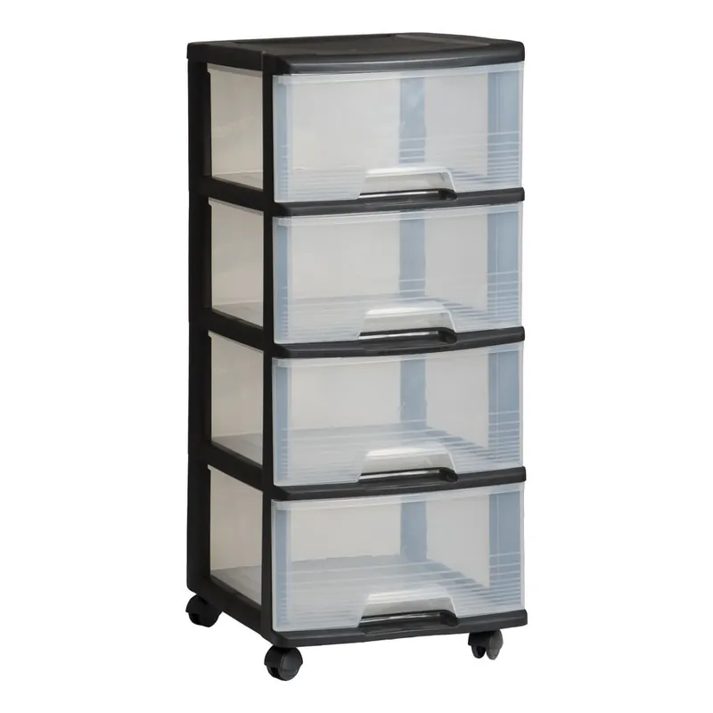 Czarno-transparentny plastikowy regał na kółkach 37x80,5 cm – Curver Bonami Super okazja