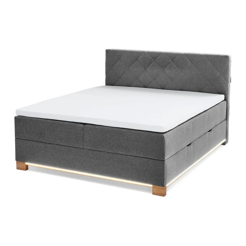 Darmowy zwrot Szare łóżko boxspring ze schowkiem 180x200 cm Messina – Meise Möbel Bonami