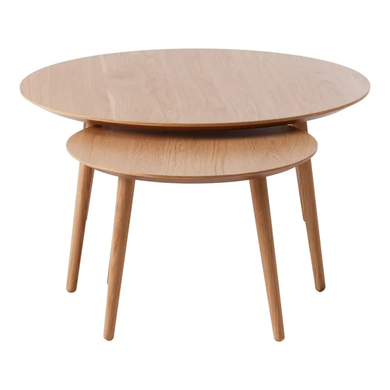 Najlepsza cena Okrągłe stoliki w dekorze dębu zestaw 2 szt. ø 88 cm Adda – Unique Furniture Bonami