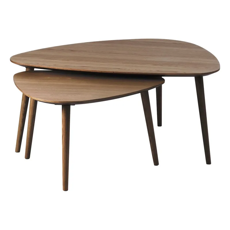 Dostępne od ręki Brązowe stoliki w dekorze dębu zestaw 2 szt. 70x100 cm Adda – Unique Furniture Bonami
