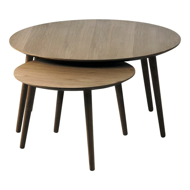 Hit sprzedaży Brązowe okrągłe stoliki w dekorze dębu zestaw 2 szt. ø 88 cm Adda – Unique Furniture Bonami