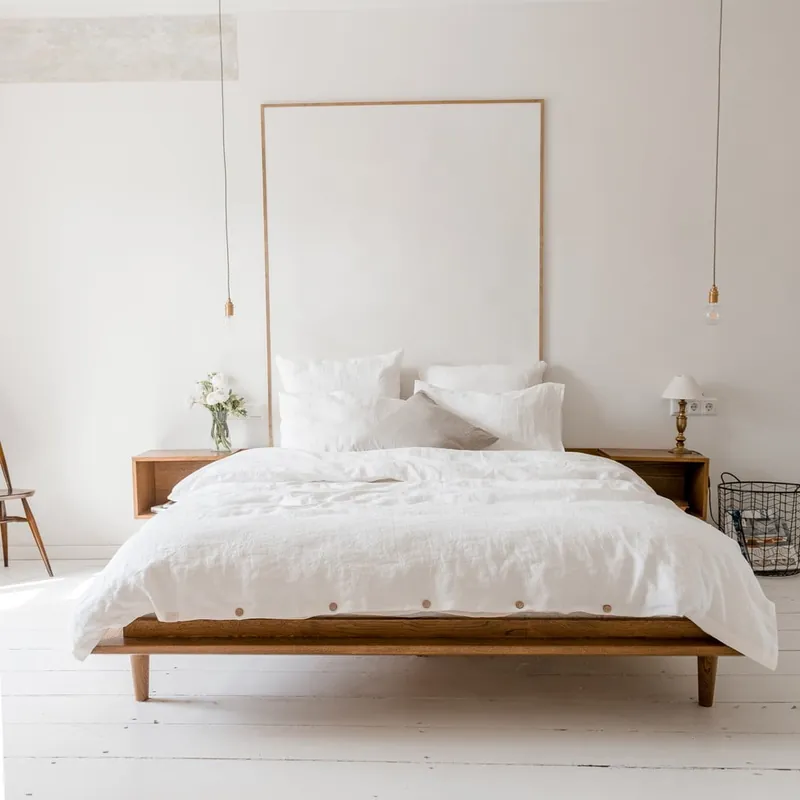 Biała pościel dwuosobowa z mieszanki lnu 200x220 cm – Linen Tales Bonami Szybka wysyłka
