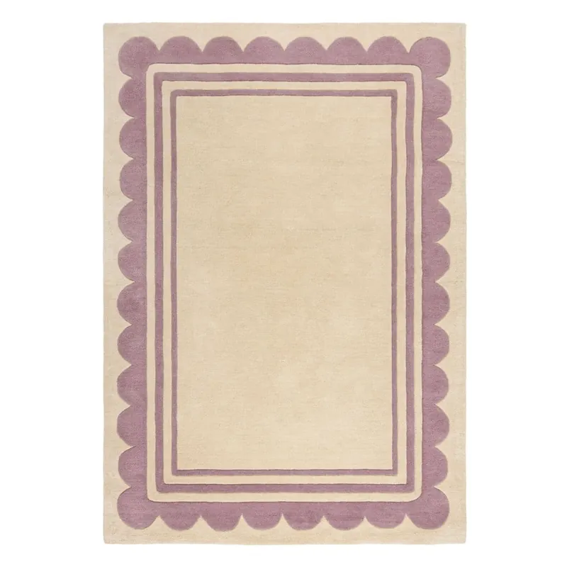 Bestseller Fioletowo-naturalny wełniany dywan tkany ręcznie 160x230 cm Lois Scallop – Flair Rugs Bonami