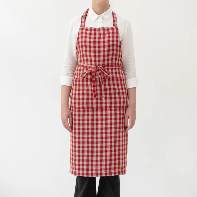Najlepsza cena Lniany fartuch Red Gingham – Linen Tales Bonami