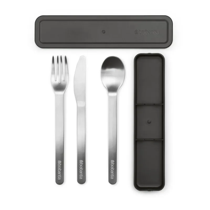 Kup online Sztućce podróżne ze stali nierdzewnej w kolorze srebra zestaw 3 szt. Make & Take – Brabantia Bonami
