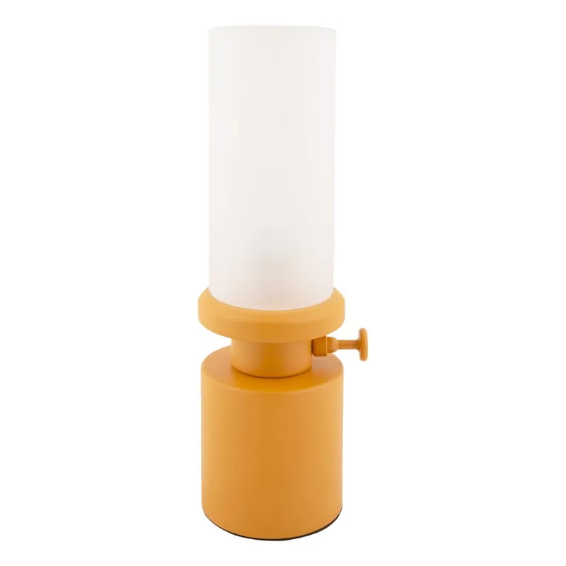 Niska cena Lampa stołowa LED w kolorze ochry ze ściemniaczem i metalowo-szklanym kloszem (wysokość 29,5 cm) Camp – Leitmotiv Bonami