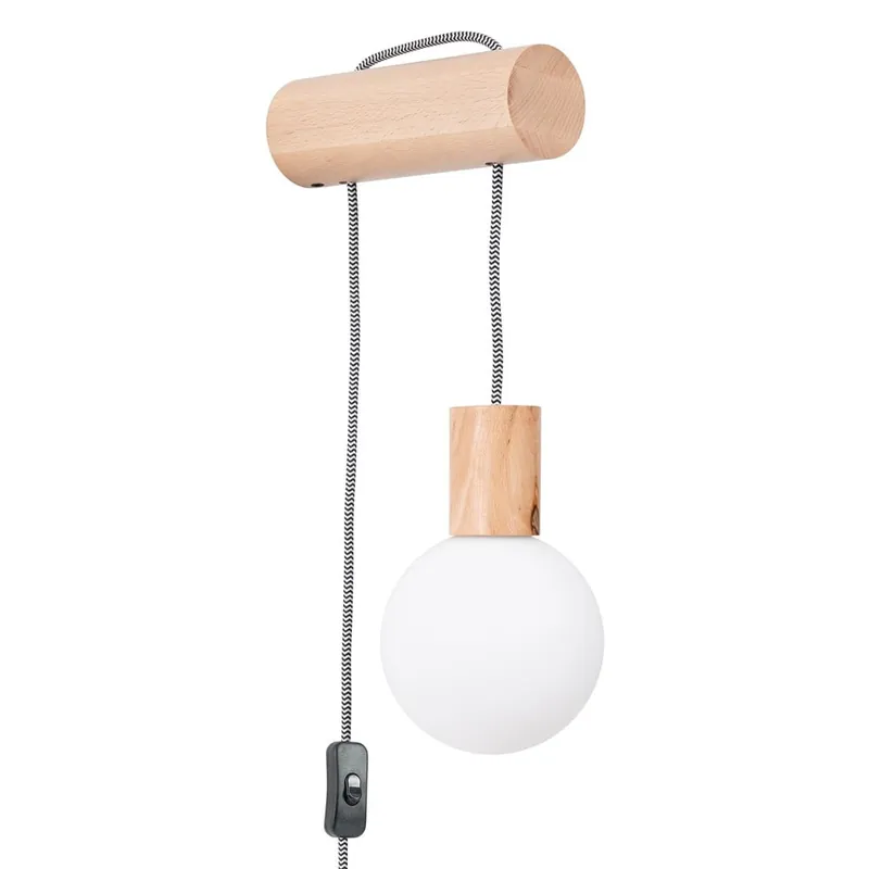 Biały/w naturalnym kolorze kinkiet z litego drewna do kontaktu ø 12 cm Solum – Sollux Bonami Oferta czasowa