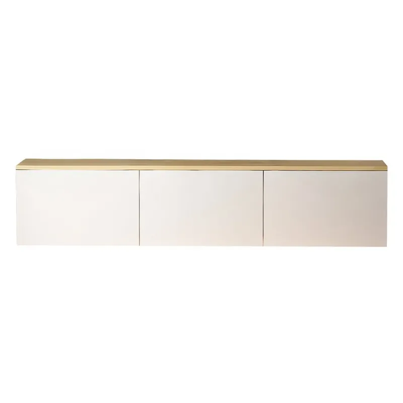Bezpieczne zakupy Biało-naturalna szafka pod TV w dekorze dębu 160x35x32 cm Neon – Kalune Design Bonami