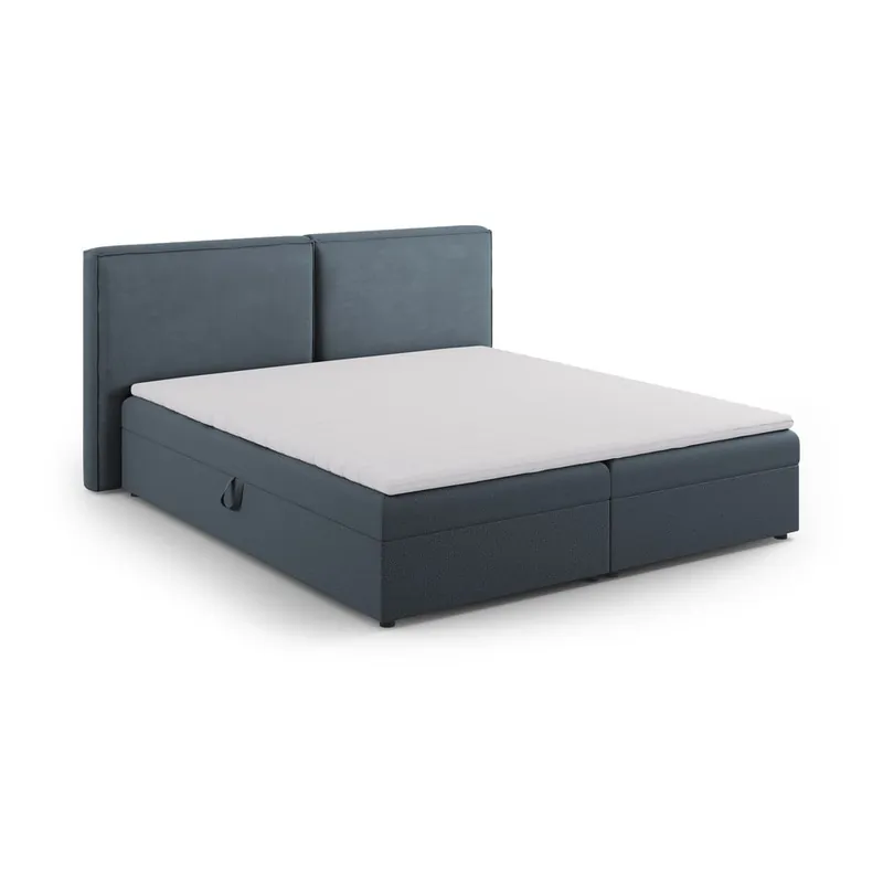Niebieskie łóżko boxspring ze schowkiem 180x200 cm Arendal – Cosmopolitan Design Bonami Oferta limitowana