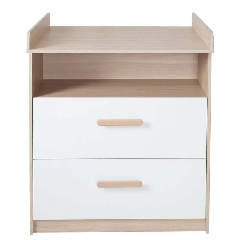 Biało-naturalna komoda dziecięca w dekorze dębu z przewijakiem 88x98x75 cm Cabane – Roba Bonami Oferta